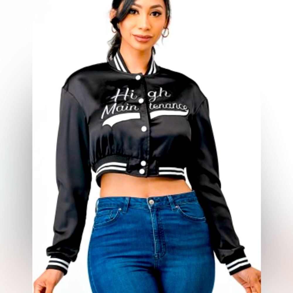 Varsity Jacket Crop Top High Maintenance